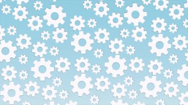 Beyaz dişliler dönüyor. Minimum modern kusursuz hareket tasarımı. Soyut döngü canlandırması