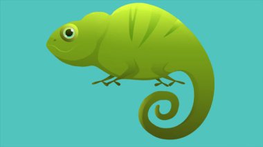 Bukalemun sevimli çizgi film karakteri. Soyut döngü canlandırması