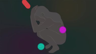 Depresyonu haplarla tedavi etmek. Minimum modern hareket tasarımı. Soyut canlandırma