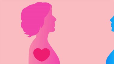 Sevgi dolu renkli insanlar. Minimum modern hareket tasarımı. Canlandırma 2D