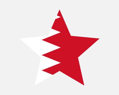 Bahreyn Yıldızı Bayrağı. Bahraini Yıldız Şekli Bayrağı. Ülke Ulusal Sancak Simgesi Sembol Vektörü 2B Düz Çizim Çizimi
