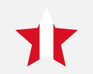 Peru Yıldız Bayrağı. Peru Yıldız Şekli Bayrağı. Peru Cumhuriyeti Ulusal Sancak Simgesi Sembol Vektörü Düz Çizim Çizimi