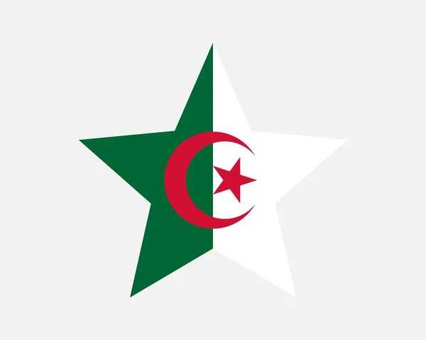 アルジェリアスターフラッグ アルジェリアの星型旗 カントリー ナショナル バナー アイコン シンボルベクトル2D平面アートワークグラフィックイラスト — ストックベクタ