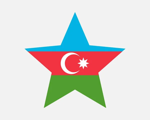 アゼルバイジャンの旗 アゼルバイジャンの星形旗 アゼリ カントリー ナショナル バナー アイコン シンボルベクトル2D平面イラスト — ストックベクタ