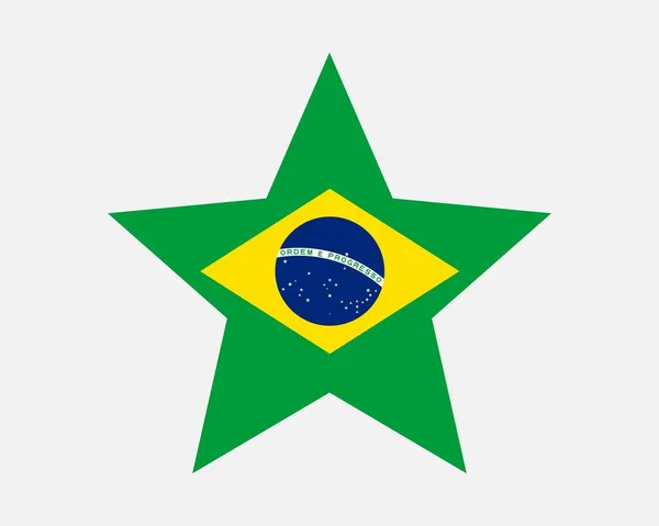 ブラジルスターフラッグ ブラジルの星型旗 ブラジルカントリーナショナルバナーアイコンシンボルベクトル2Dフラットアートワークグラフィックイラスト — ストックベクタ