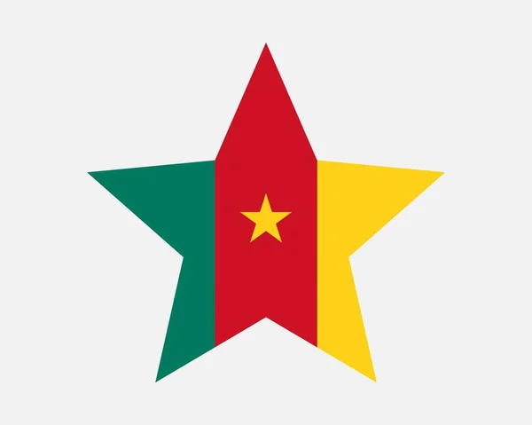 Bandiera Stellare Del Camerun Bandiera Camerunese Forma Stella Paese Banner — Vettoriale Stock