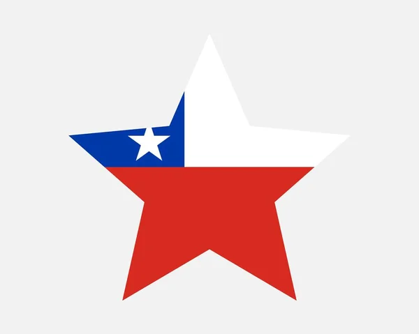 チリスターフラッグ チリ星型旗 カントリー ナショナル バナー アイコン シンボルベクトル2D平面アートワークグラフィックイラスト — ストックベクタ