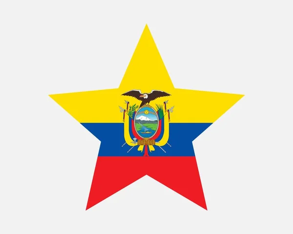 厄瓜多尔星旗 厄瓜多尔星形旗帜 厄瓜多尔共和国国家国旗图标符号矢量平面艺术品图解 — 图库矢量图片