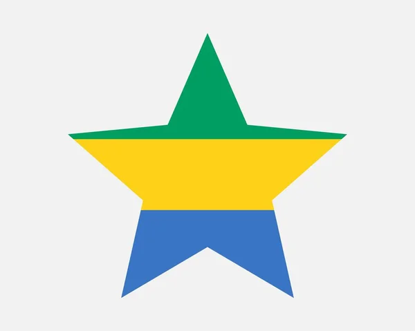 Bandiera Stellare Del Gabon Bandiera Gabonese Forma Stella Gabonaise Paese — Vettoriale Stock