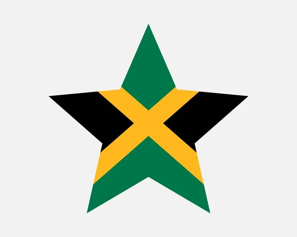 ジャマイカ スター フラッグ ジャマイカの星型旗 カントリーナショナルバナーアイコンシンボルベクトルフラットアートワークグラフィックイラスト — ストックベクタ