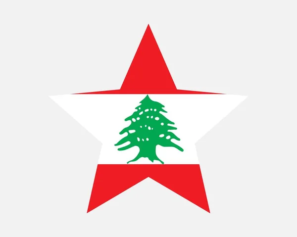 Bandera Líbano Star Bandera Libanesa Republic Star Shape República Del — Vector de stock