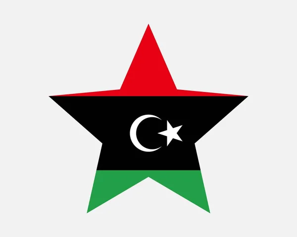 利比亚星旗 利比亚星形旗帜 国家横幅图标符号矢量平面艺术品图解 — 图库矢量图片