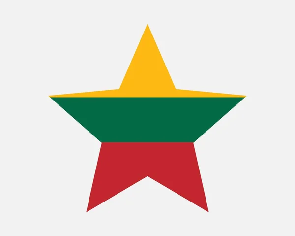 リトアニアスターフラッグ リトアニアの星の形をした旗 リトアニア国バナーアイコンシンボルベクトルフラットアートワークグラフィックイラスト — ストックベクタ