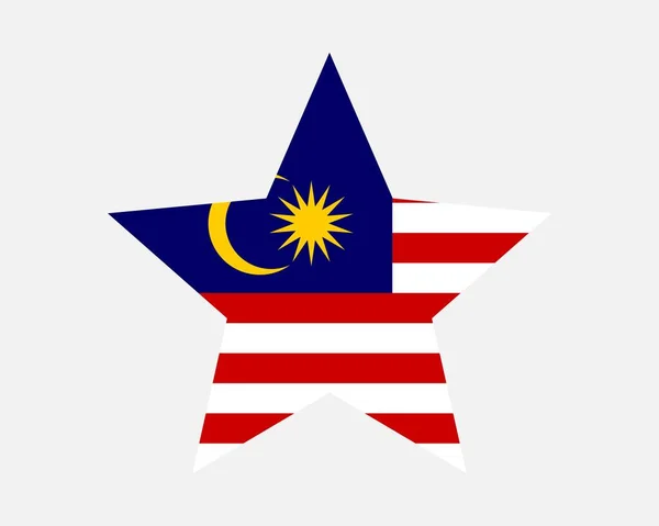 Bandera Malasia Star Bandera Malaya Forma Estrella País Bandera Nacional — Vector de stock