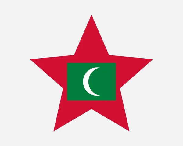 モルディブスターフラッグ モルディブの星の形をした旗 カントリーナショナルバナーアイコンシンボルベクトルフラットアートワークグラフィックイラスト — ストックベクタ