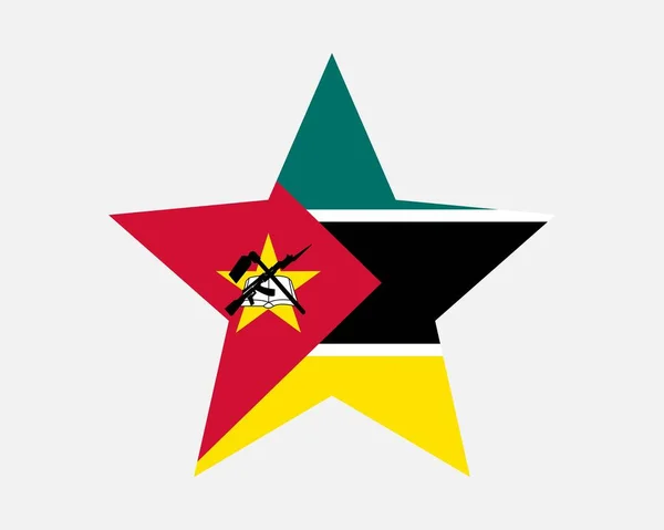 Bandera Mozambique Star Bandera Mozambiqueña Forma Estrella República Mozambique País — Vector de stock