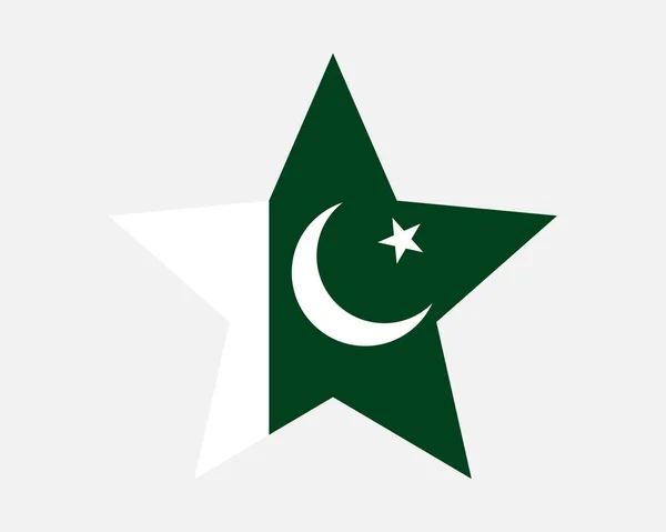 パキスタンスターフラッグ パキスタンの星型旗 パキスタン国バナーアイコンシンボルベクトルフラットアートワークグラフィックイラスト — ストックベクタ