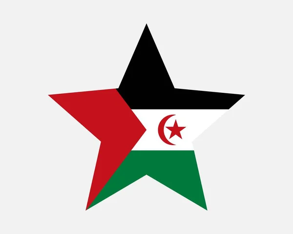 サラウィ星旗 西サハラ星型旗 Sadr Sahrawi Country National Bannerアイコンシンボルベクトルフラットアートワークグラフィックイラスト — ストックベクタ