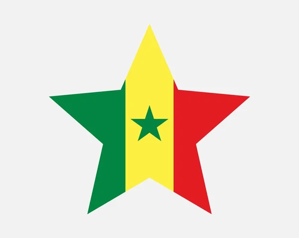 Flaga Senegalu Senegalska Flaga Star Shape Republika Senegalu Kraj Narodowy — Wektor stockowy