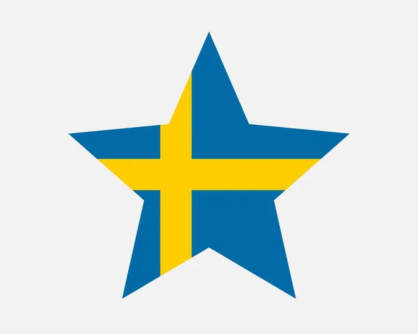 Bandeira Estrela Suécia Bandeira Sueca Forma Estrela Reino Suécia País — Vetor de Stock
