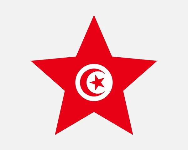 Flaga Tunezji Flaga Tunezyjskiej Gwiazdy Republika Tunezji Kraj Narodowy Baner — Wektor stockowy