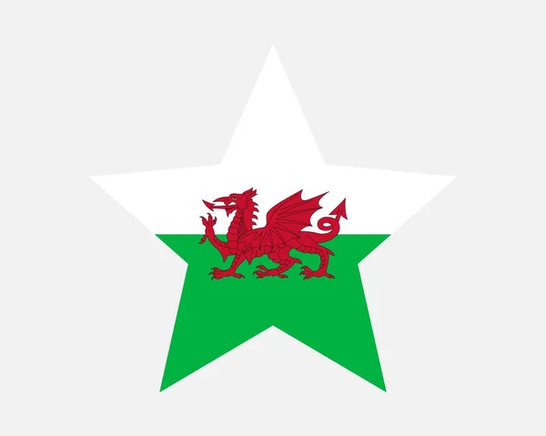 Wales Stjärnflagga Walesiska Stjärnflaggan Cymru Storbritannien Land Nationell Banner Ikon — Stock vektor