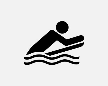 Bodyboard Simgesi Sörf Sörfçüsü Ride Wave Vektörü Siyah Beyaz Siluet Simgesi Grafiksel Clipart Resim Çizimi