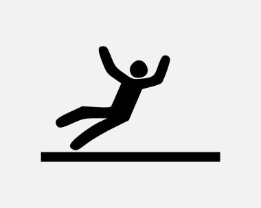 Düşen Kişi Simge Kaydırma ve Düşme Kazası Kaydırma Vektörü Siyah Beyaz Siluet Sembol İşareti Grafiksel Clipart Resim Çizimi