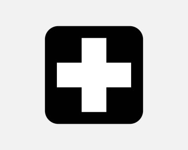 İlk Yardım Sembolü Tıbbi Acil Durum İnsani Bakım Siyah Beyaz Siluet İmza Simgesi Grafiksel Clipart Çizim Çizimi