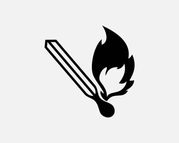 Burning Matchstick Light Match Stick Fire Flame Burn Black White — Διανυσματικό Αρχείο