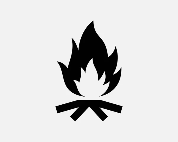 캠프파이어 Icon Bonfire Camping Bon Camp Wood Flames Burn Vector — 스톡 벡터