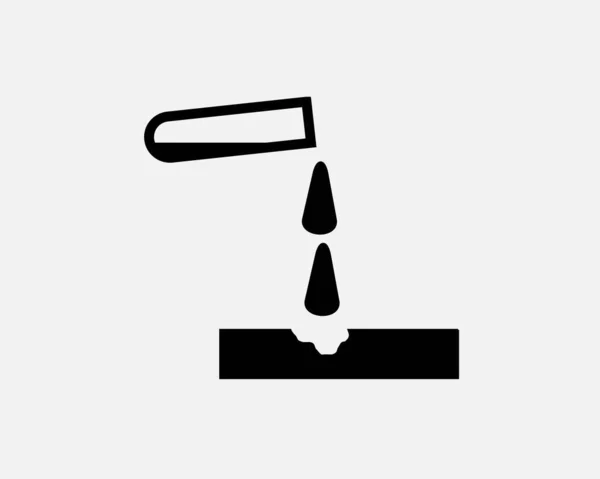 Substancja Korozyjna Ikona Korozji Niebezpieczeństwo Chemiczne Czarny Biały Sylwetka Symbol — Wektor stockowy