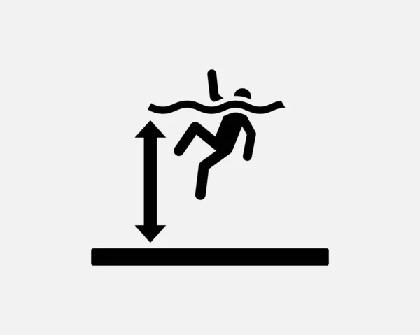 Ікона Глибокої Води Персональна Ікона Попередження Про Потоплення Безпека Чорний — стоковий вектор