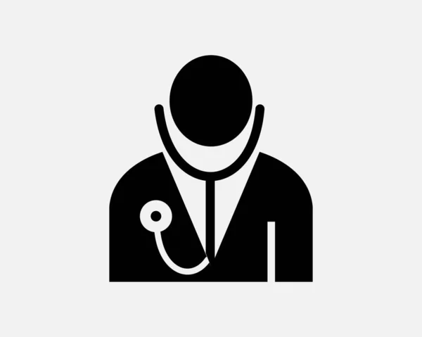 Médecin Icône Médical Professionnel Santé Médecin Médecin Noir Blanc Silhouette — Image vectorielle