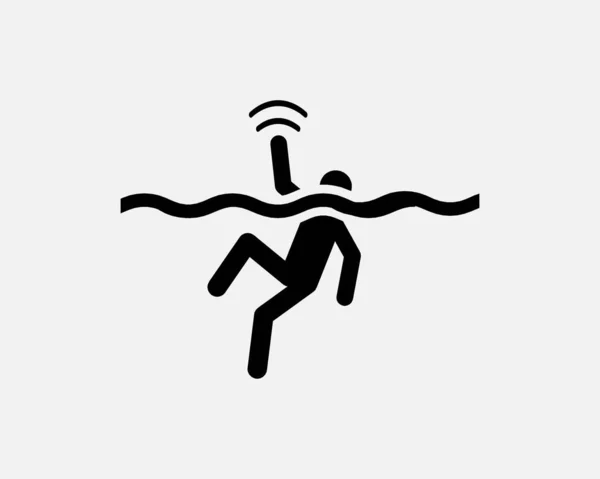 Іконка Вмираюча Людина Втопила Людину Яка Викликає Хвилю Допомоги Символ — стоковий вектор