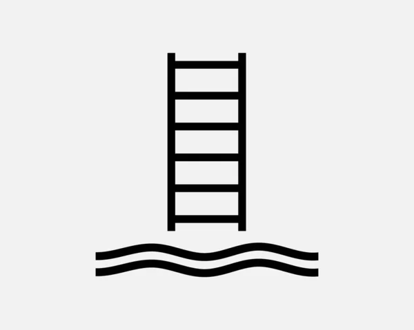 驳船领港员梯级下潜水轮黑白相间的轮廓符号图标图标图标图标图形图形图形绘制向量 — 图库矢量图片