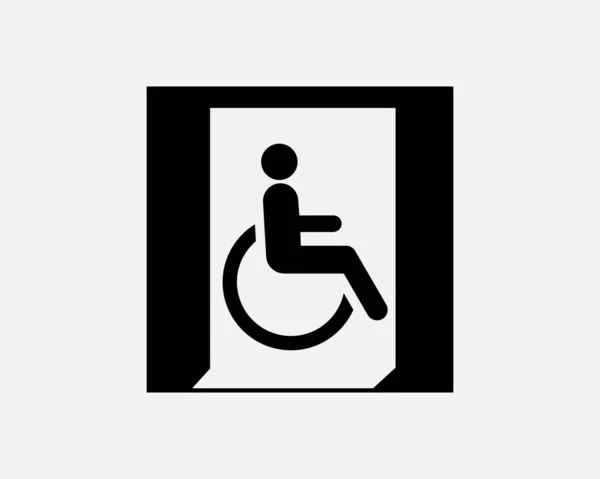 Wyjście Dla Osób Niepełnosprawnych Dostęp Dla Wózków Inwalidzkich Czarna Biała — Wektor stockowy