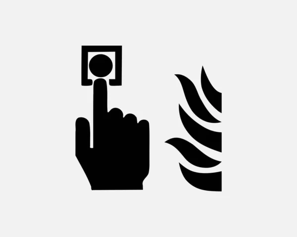 Πυρκαγιά Κουμπί Τύπου Έκτακτης Ανάγκης Διάσωσης Βοήθεια Black White Silhouette — Διανυσματικό Αρχείο