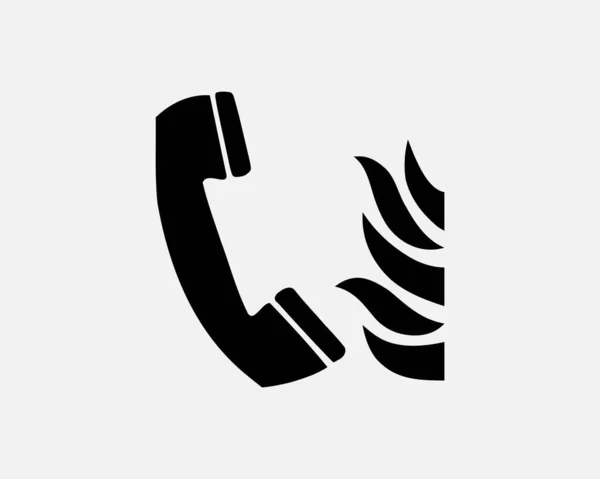 Пожарный Телефон Служба Спасения Телефонных Звонков Sos Черно Белый Силуэт — стоковый вектор