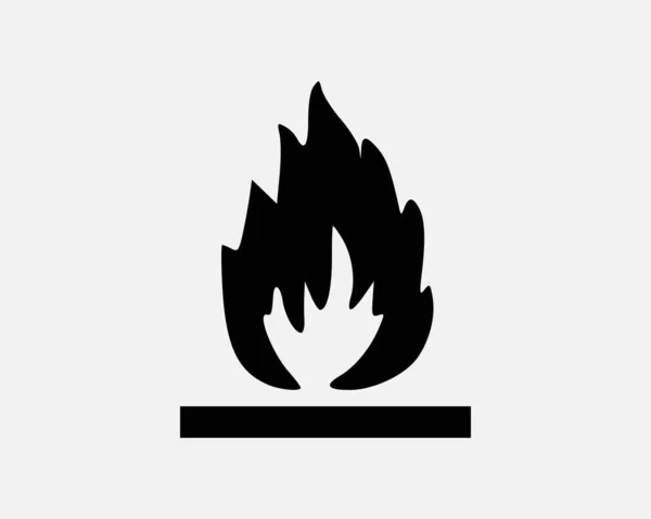 Icono Fuego Llama Quemadura Calor Ardiente Encender Pasión Caliente Negro — Archivo Imágenes Vectoriales