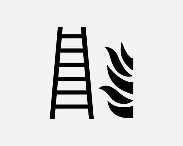 Escalera Fuego Pasos Equipo Extinción Incendios Herramienta Dispositivo Negro Silueta — Archivo Imágenes Vectoriales