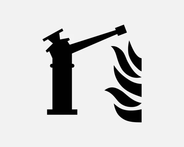 Monitor Fuego Extinguisher Equipo Extinción Incendios Hydrant Black White Silhouette — Archivo Imágenes Vectoriales