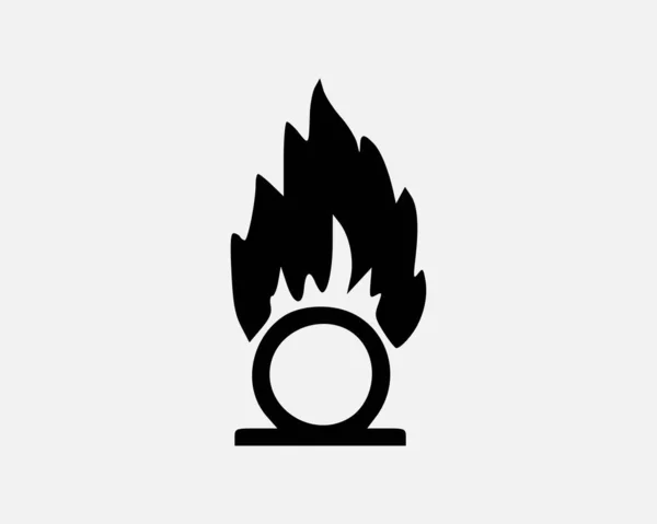 Fireball Icon Fire Ball Burn Burning Element Energy Power Black — 스톡 벡터