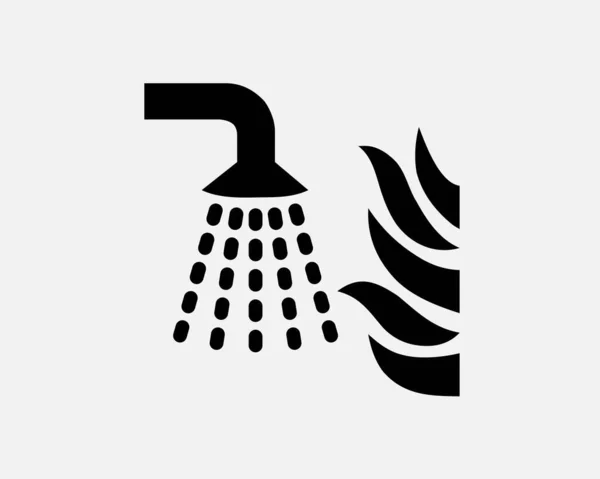 Fire Sprinkler Flame Spray Water Sprinkle Suppression System Black White — Stockový vektor