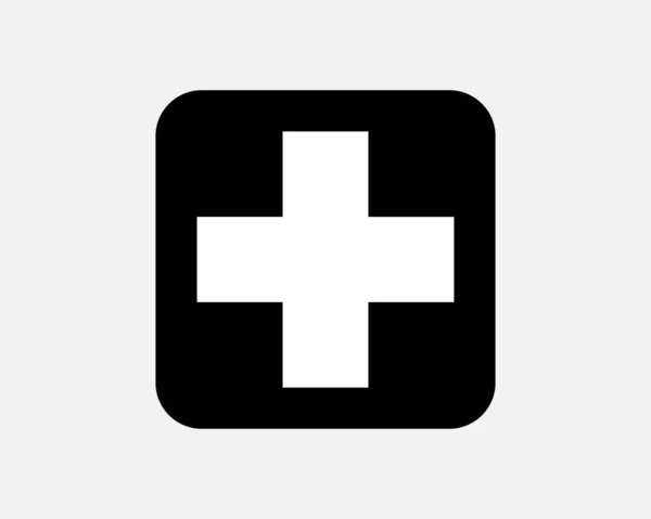Symbole Croix Premiers Soins Soins Médicaux Urgence Humanitaire Noir Blanc — Image vectorielle