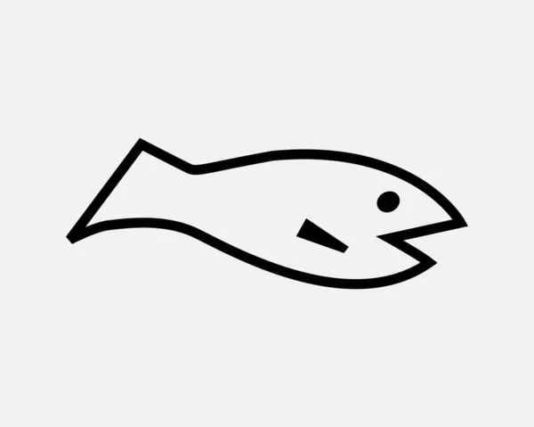 Fish Line Icon Vista Lateral Completa Marino Mar Océano Animal — Vector de stock