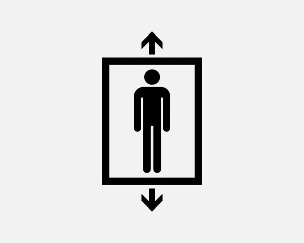 Піктограма Ліфта Підніміть Стрілку Вгору Людина Наклеїти Фігуру Вектор Чорно Ліцензійні Стокові Вектори