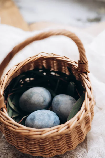 Stylish spring Easter eggs in a minimalist style. Trend colors and backgrounds for Easter 2023.