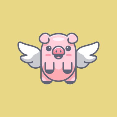 FLYING BABY PIG SUITABLE FOR MASCOT LOGO, STICKER, T-SHIRT AND PRINT DESIGN clipart