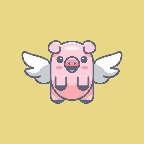 Flying Baby Pig Für Mascot Logo Sticker Shirt Und Print Stockvektor